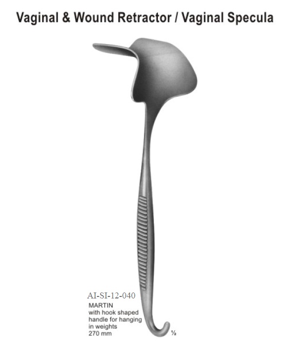 Martin vaginal retractor with hook shaped handle
